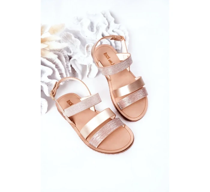 Dětské Lesklé Sandály Růžové Zlato Natalie Dětské Lesklé Sandály Růžové Zlato Natalie