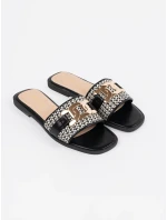 Pohodlné  nazouváky dámské černé na plochém podpatku