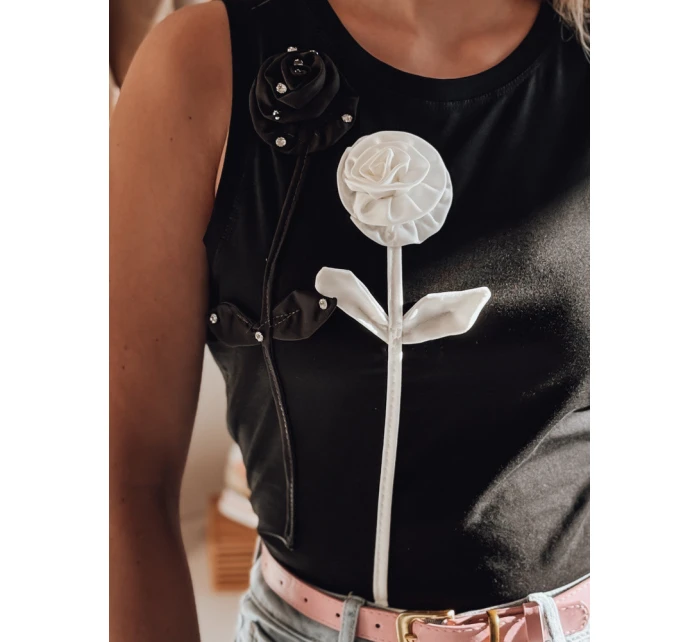 PETITO černá FashionStreet RY2731 dámské květované tričko bez ramínek