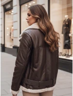 Dámská kožená bunda s ovčí kůží hnědá Dstreet model 21995436 - FashionStreet