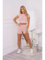 Bavlněná souprava se šortkami tmavě pudrově růžová Bavlněná souprava se šortkami tmavě pudrově růžová