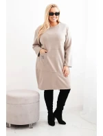 Dámské šaty Plus Size model 21486220 s kapsou a rukávem 3/4 fango - K-Fashion