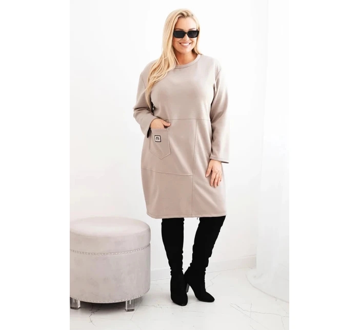 Dámské šaty Plus Size model 21486220 s kapsou a rukávem 3/4 fango - K-Fashion