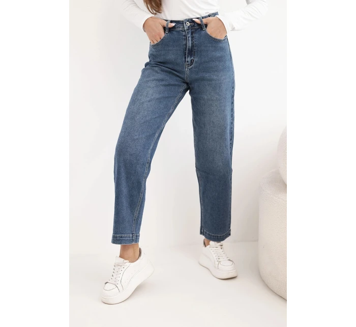 Dámské džíny s širokými nohavicemi a vysokým pasem M.Sara modré Dámské džíny s širokými nohavicemi a vysokým pasem M.Sara modré