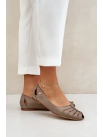 model 21684103 Pohodlné dámské kožené baleríny tmavě béžové - Zazoo