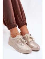 Dámské Kožené Sportovní Tenisky Zlaté model 21686723 - VINCEZA Dámské Kožené Sportovní Tenisky Zlaté model 21686723 - VINCEZA