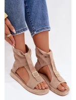 Dámské sandály s vysokým svrškem tmavě béžové model 21943374 - Boto