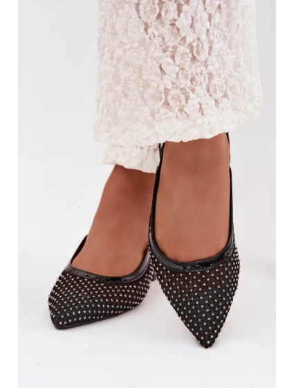 model 22032133 síťované baleríny s otevřenou patou Černé - Boto