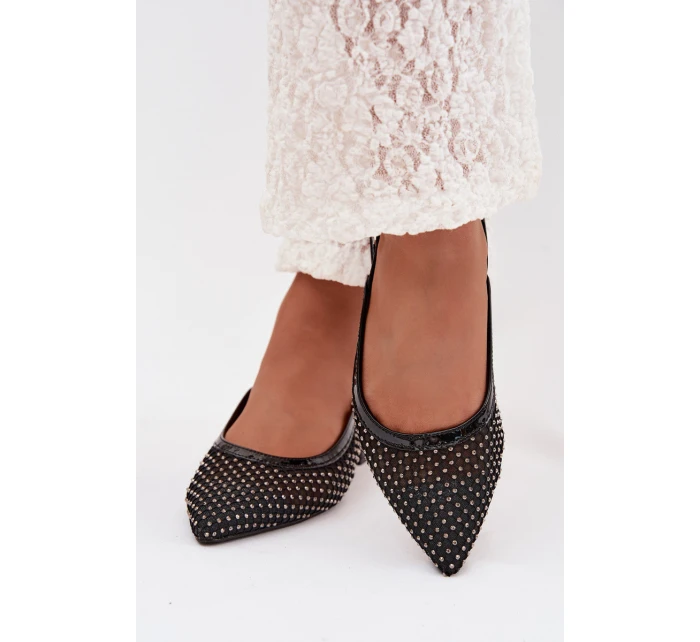 model 22032133 síťované baleríny s otevřenou patou Černé - Boto