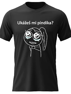 Dámské bavlněné tričko s potiskem - UKÁŽEŠ MI PINDÍKA? - černé
