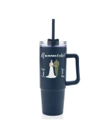 Personalizovaná termoska s průhledným víčkem s novomanželským párem 