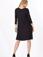 Dámské šaty volný střih 3/4 rukáv vhodné i pro těhotné středně dlouhé grafitové - Černá - BeYou