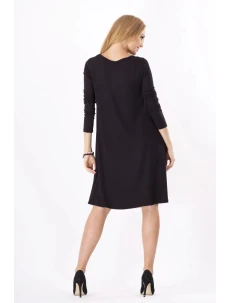 Dámské šaty volný střih 3/4 rukáv vhodné i pro těhotné středně dlouhé grafitové - Černá - BeYou