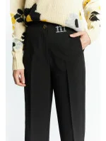 Dámské elegantní kalhoty s logem značky / Černá - Monnari