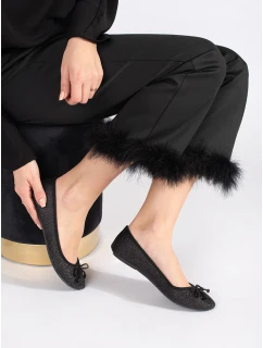 Exkluzívní černé baleríny dámské bez podpatku