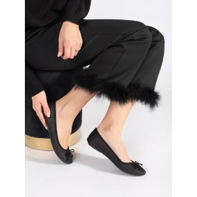 Exkluzívní černé  baleríny dámské bez podpatku