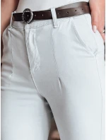 Dámské kalhoty slim fit s páskem TAIRONIK světle šedé FashionStreet UY2538