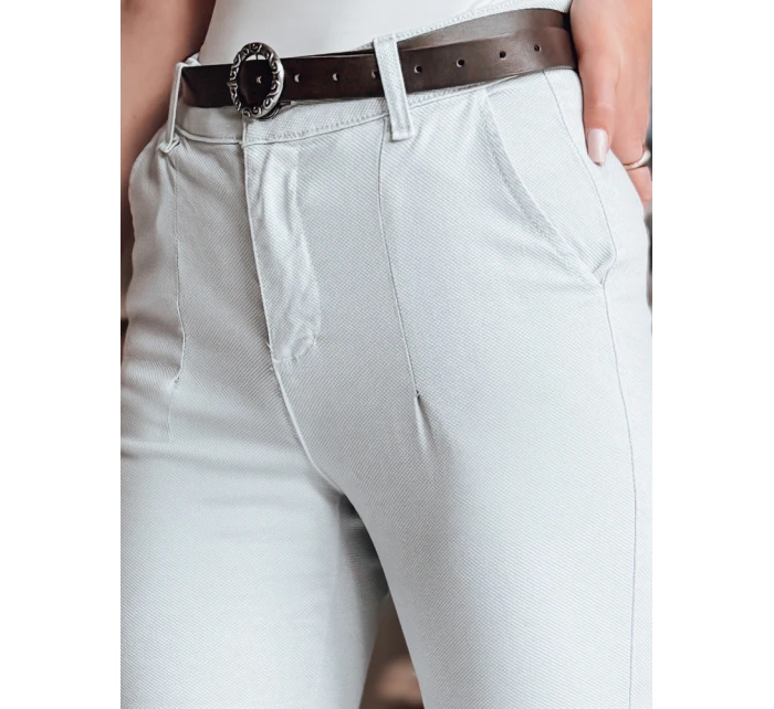 Dámské kalhoty slim fit s páskem TAIRONIK světle šedé FashionStreet UY2538