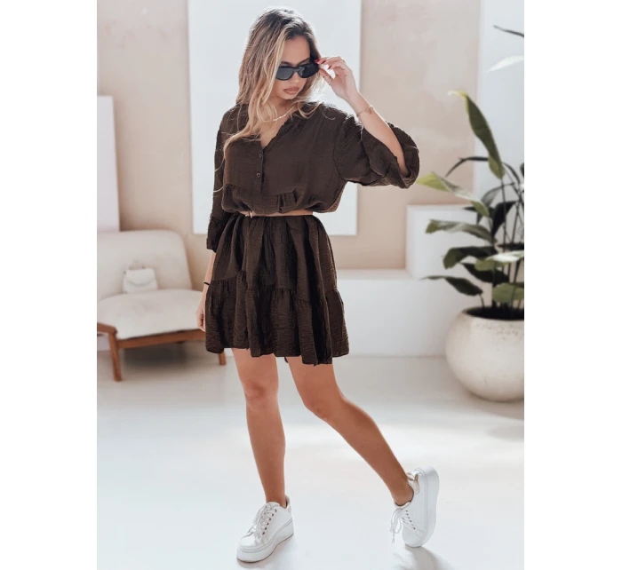 Letní mušelínové šaty LYVONNE tmavě hnědé FashionStreet EY2617