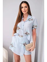 Dámský komplet košile s krátkým rukávem a  modrý model 22048791 - K-Fashion
