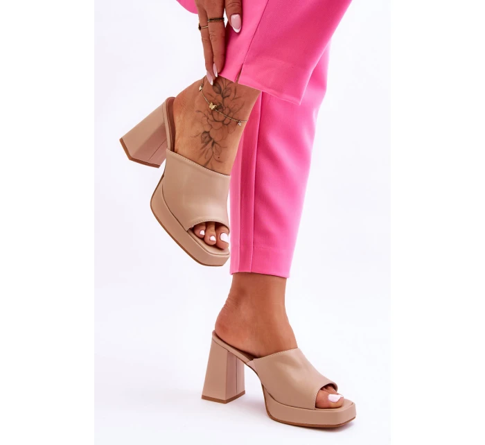 Kožené vysoké podpatky béžové Livesa Kožené vysoké podpatky béžové Livesa