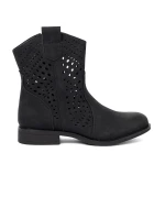 Zajímavé  kotníčkové boty dámské černé bez podpatku