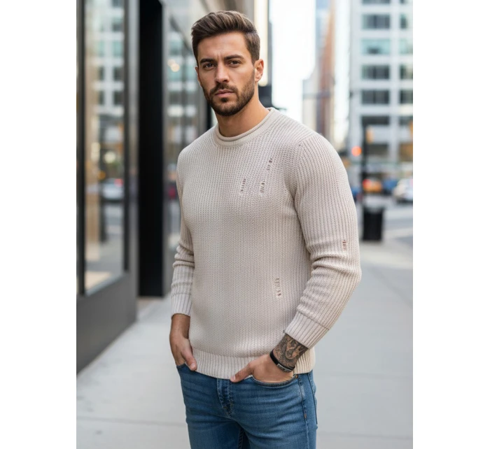 Pánský béžový svetr FashionStreet WX1992 Pánský béžový svetr FashionStreet WX1992