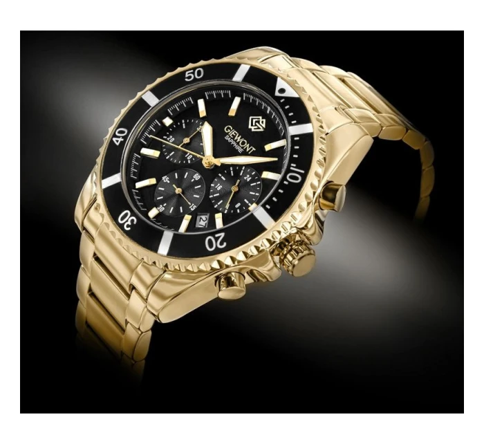 Pánské hodinky Giewont Chronograph Sapphire Gold Black GW3970-B7 Pánské hodinky Giewont Chronograph Sapphire Gold Black GW3970-B7
