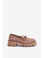 dámské semišové mokasíny béžové model 21655418 - VINCEZA