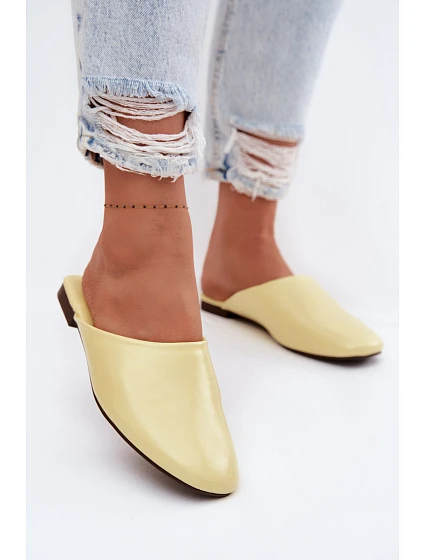 Dámské Mule z imitace kůže Ploché Žluté Romelle