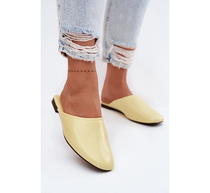 Dámské Mule z imitace kůže Ploché Žluté Romelle