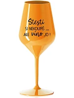 ŠTĚSTÍ SI NEKOUPÍŠ...ALE VÍNO JO! - oranžová nerozbitná sklenice na víno 470 ml