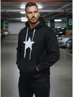 Pánská mikina s kapucí černá model 21993019 - Dstreet Pánská mikina s kapucí černá model 21993019 - Dstreet