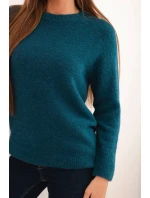 Dámský svetr z baby alpaky s dlouhým rukávem mořský
