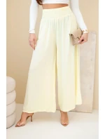 Dámské viskózové kalhoty s elastickým pasem žluté Dámské viskózové kalhoty s elastickým pasem žluté