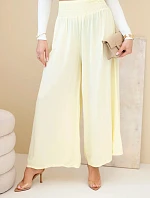 Dámské viskózové kalhoty s elastickým pasem žluté