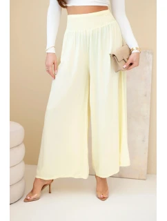 Dámské viskózové kalhoty s elastickým pasem žluté
