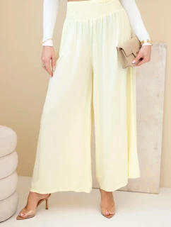 Dámské viskózové kalhoty s elastickým pasem žluté