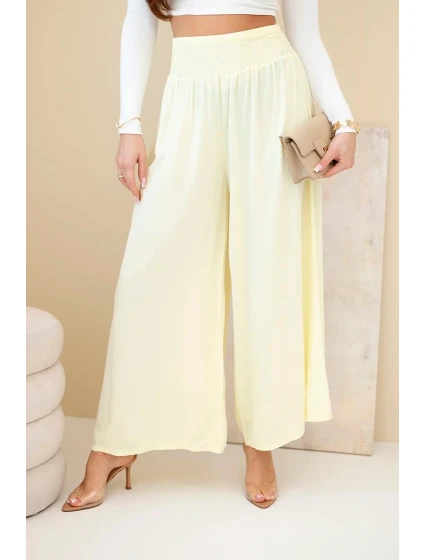 Dámské viskózové kalhoty s elastickým pasem žluté Dámské viskózové kalhoty s elastickým pasem žluté