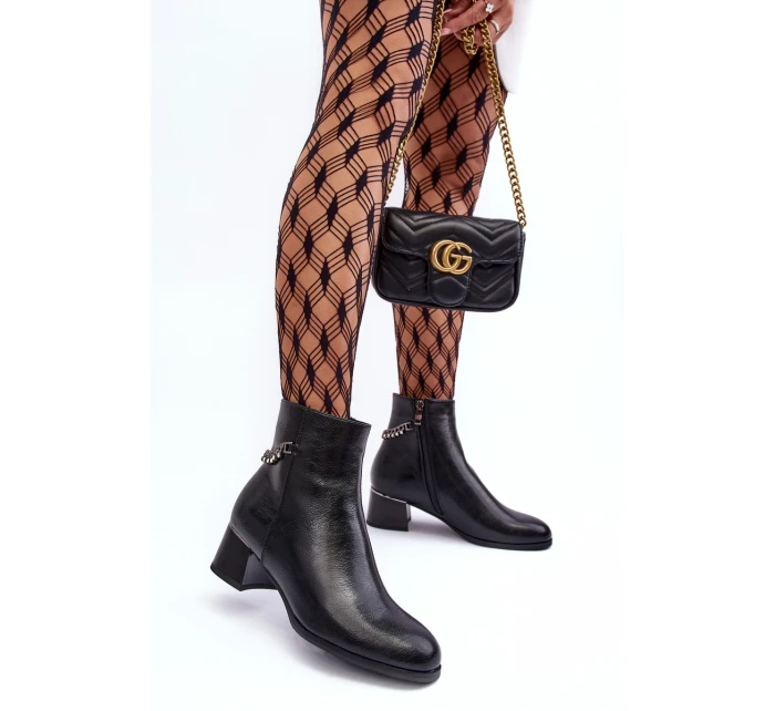 Kožené boty s nízkým podpatkem černé Rennie Kožené boty s nízkým podpatkem černé Rennie