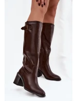 Dámské kozačky na podpatku s přezkou černé model 21744583 - Boto