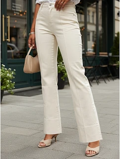 Dámské široké džíny s vysokým sedem béžové FashionStreet UY2944