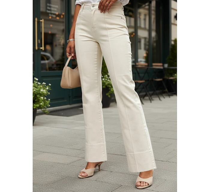 Dámské široké džíny s vysokým sedem béžové FashionStreet UY2944