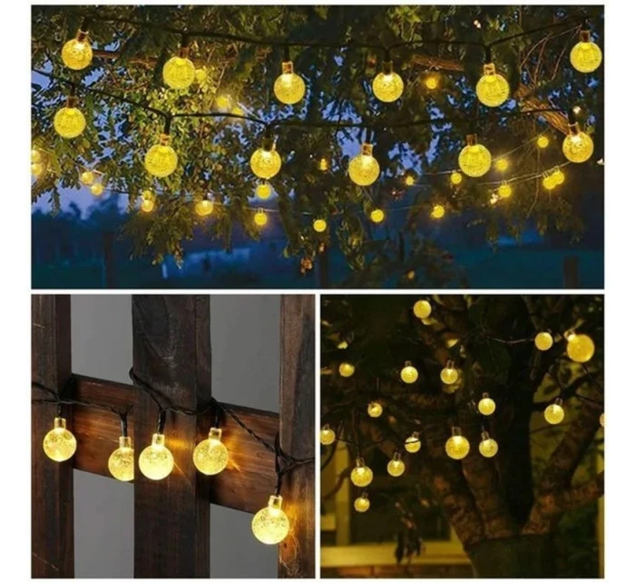 SOLÁRNÍ ZAHRADNÍ SVĚTLO GIRLANDA SOLÁRNÍ ŘETĚZ 4,9 M 40LED TEPLÁ BÍLÁ