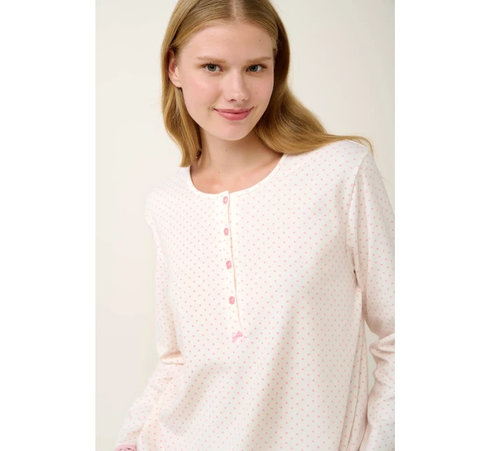 Bavlněné dámské pyžamo s knoflíkovou légou model 20617676 - Vamp