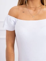 Pruhované šaty s volánky bílé