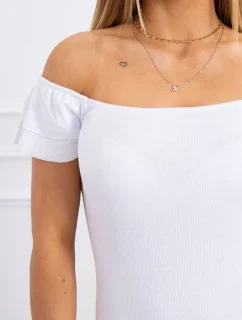 Pruhované šaty s volánky bílé