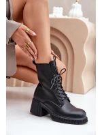 Zateplené dámské boty z přírodní kůže Černé model 21675640 - VINCEZA