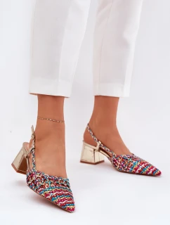 Sandály Na Podpatku S Pletením A  Multikolor model 21689747 - Boto