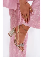 Průhledné Sandály Na Podpatku D&A MR51-705 Zlaté Průhledné Sandály Na Podpatku D&A MR51-705 Zlaté